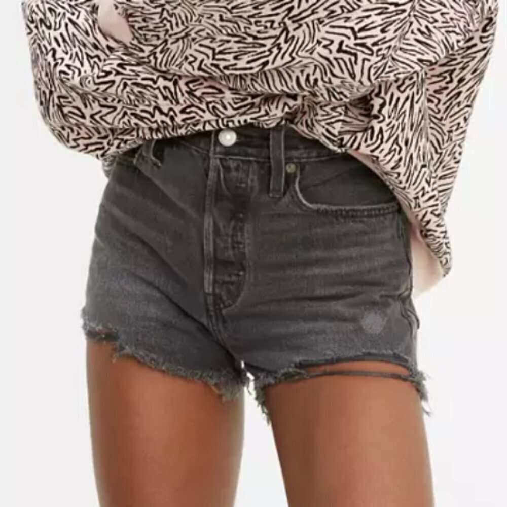Levi's Premium Women's Cut Off Shorts 501 High Rise Boho Festival Black 27